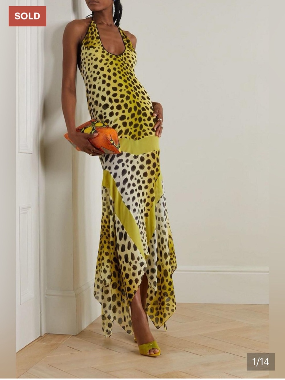 The Attico Saskia printed halter neck maxi dress